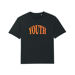 Picture of T-Shirt (Youth) Black with Orange/Red Gradient Writing